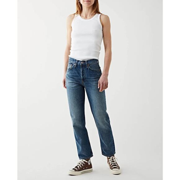 Re/Done Denim - Re/Done Women's 70s Mid Rise Stove Pipe Jeans Dark Wash Blue Size 27 NWT
